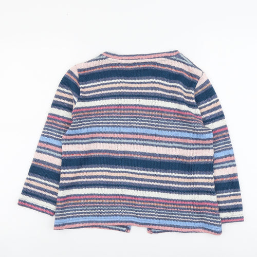 Per Una Womens Multicoloured Round Neck Striped Acrylic Cardigan Jumper Size 12