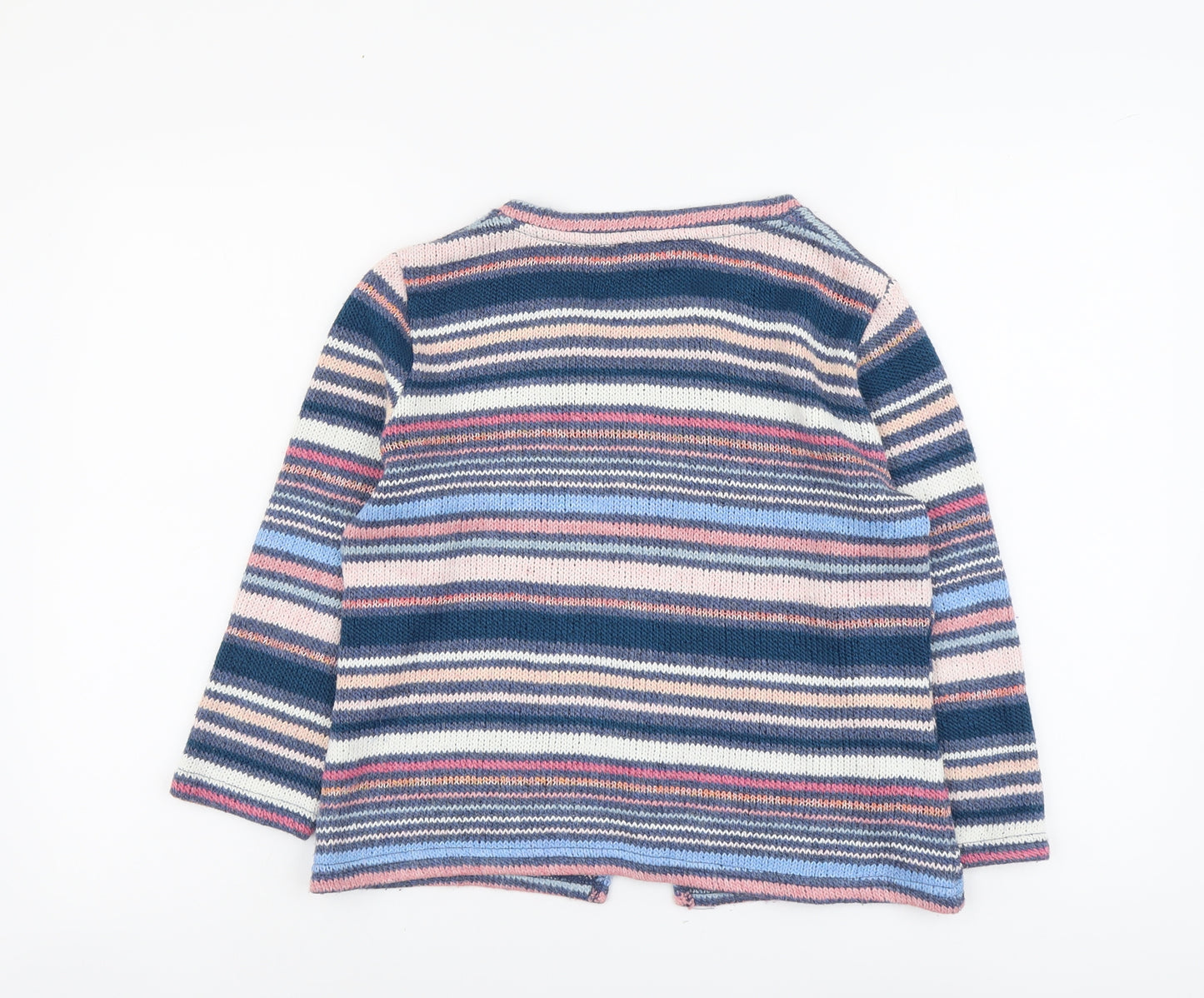 Per Una Womens Multicoloured Round Neck Striped Acrylic Cardigan Jumper Size 12