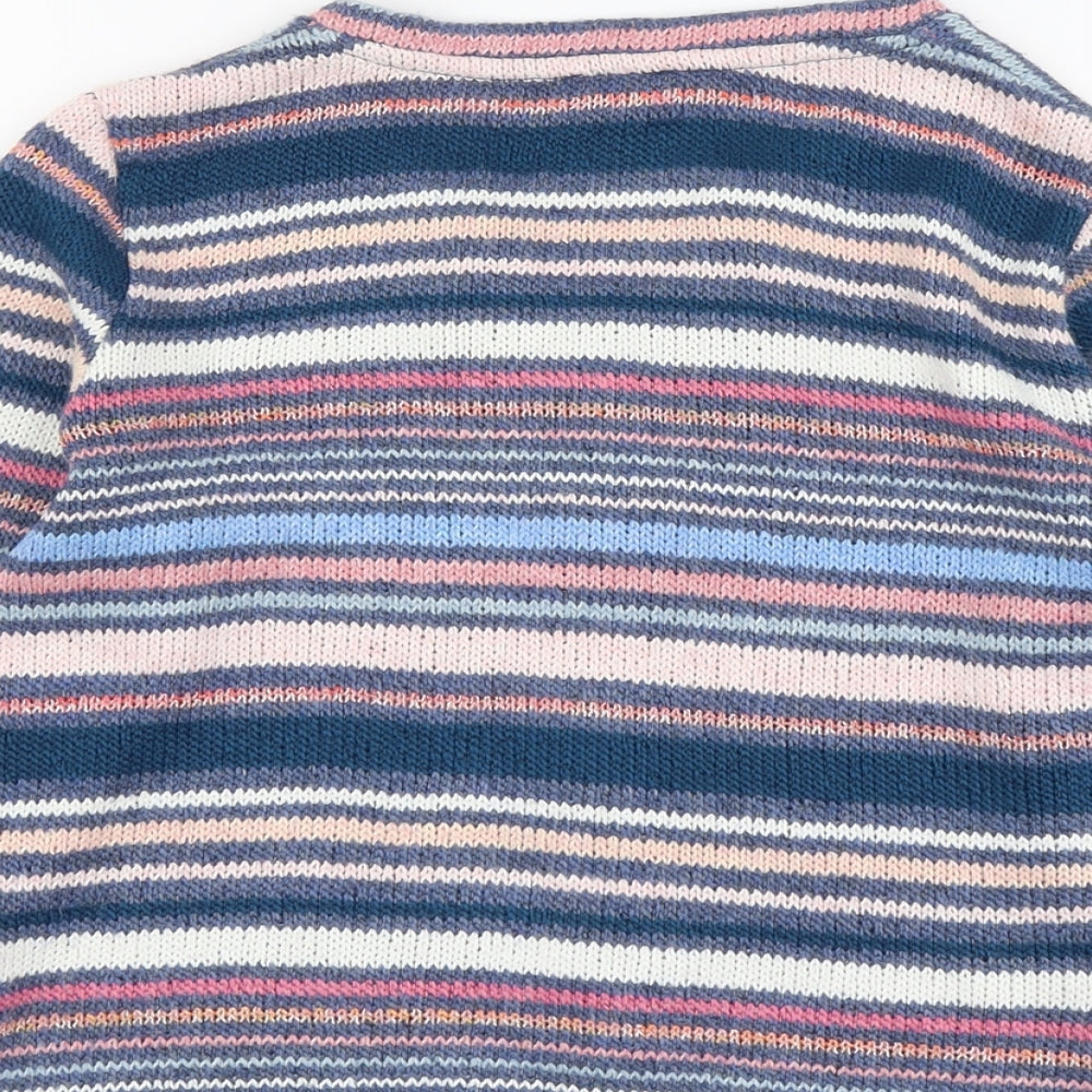 Per Una Womens Multicoloured Round Neck Striped Acrylic Cardigan Jumper Size 12