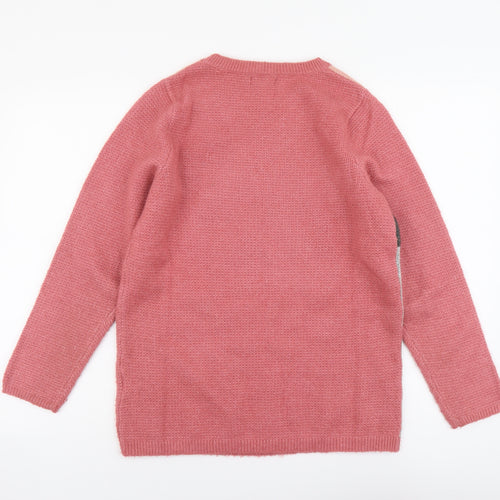 Cotton Traders Womens Pink Round Neck Acrylic Pullover Jumper Size 12