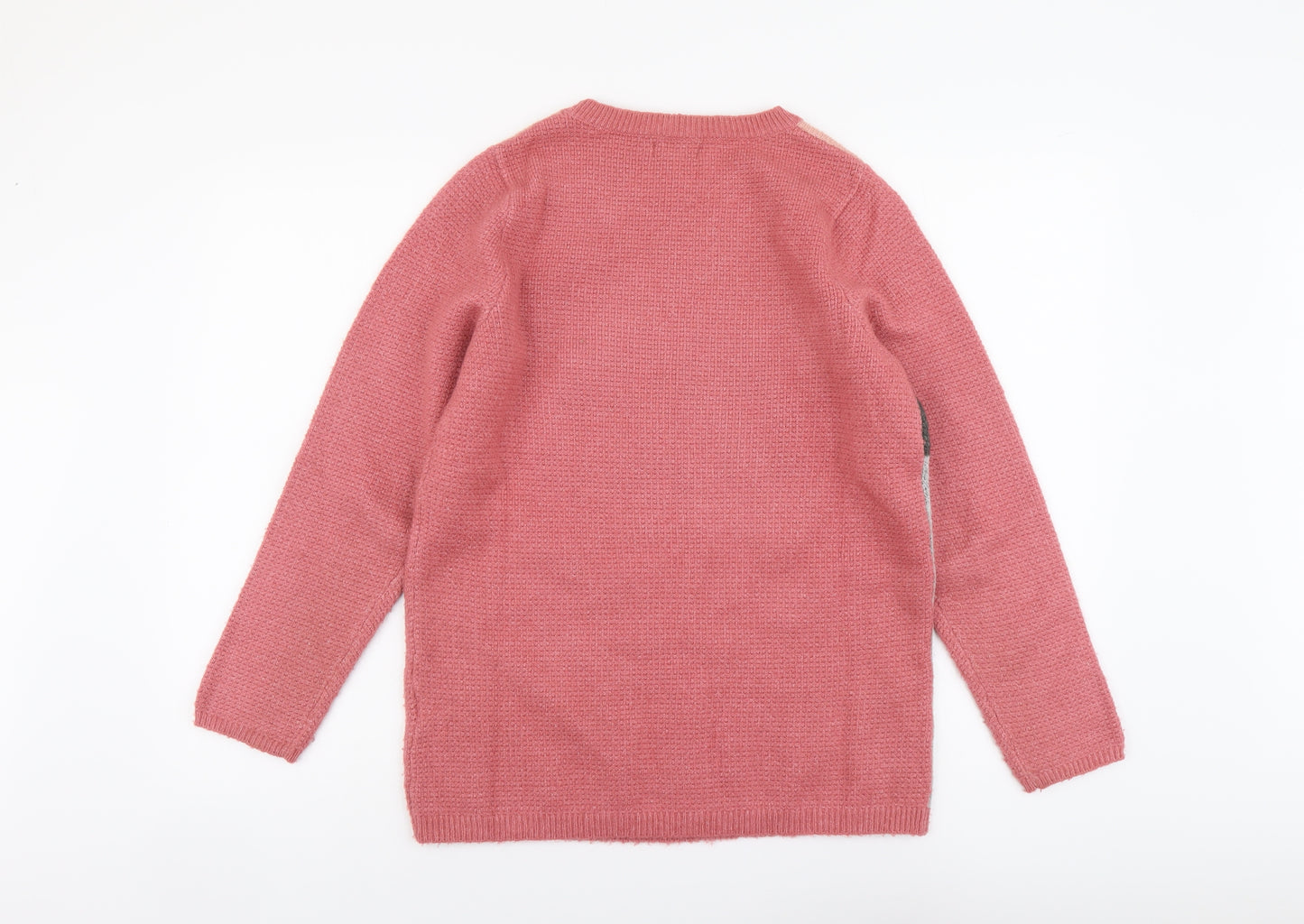 Cotton Traders Womens Pink Round Neck Acrylic Pullover Jumper Size 12