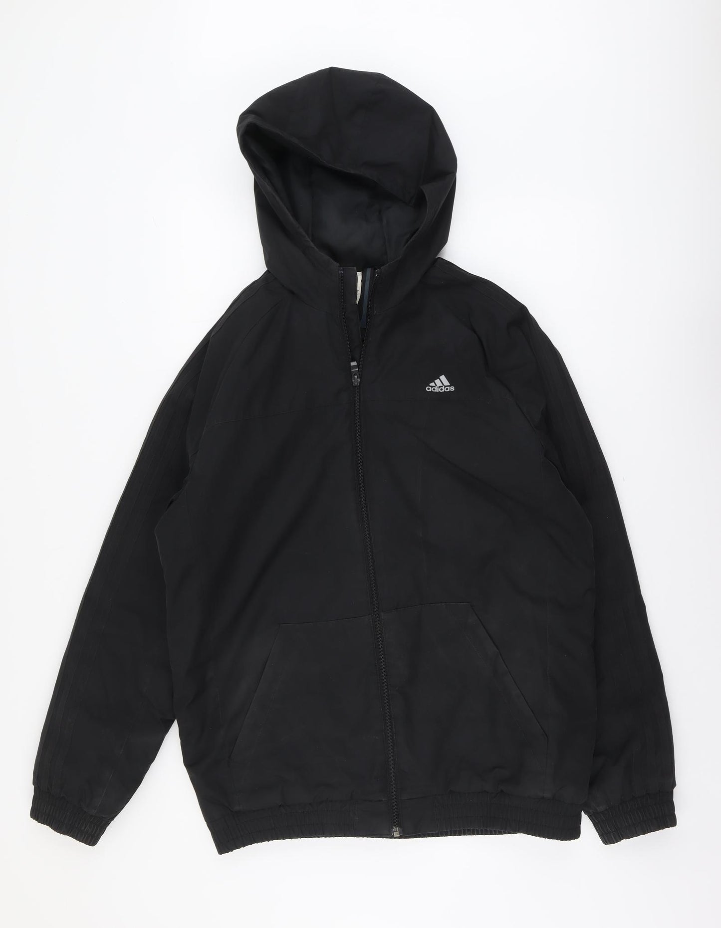 adidas Boys Black Windbreaker Jacket Size 15-16 Years Zip