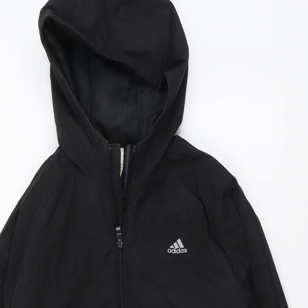 adidas Boys Black Windbreaker Jacket Size 15-16 Years Zip