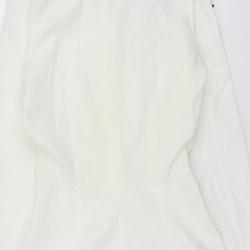Lioness Womens Ivory Polyester Playsuit One-Piece Size S Button - Pussy Bow Neck