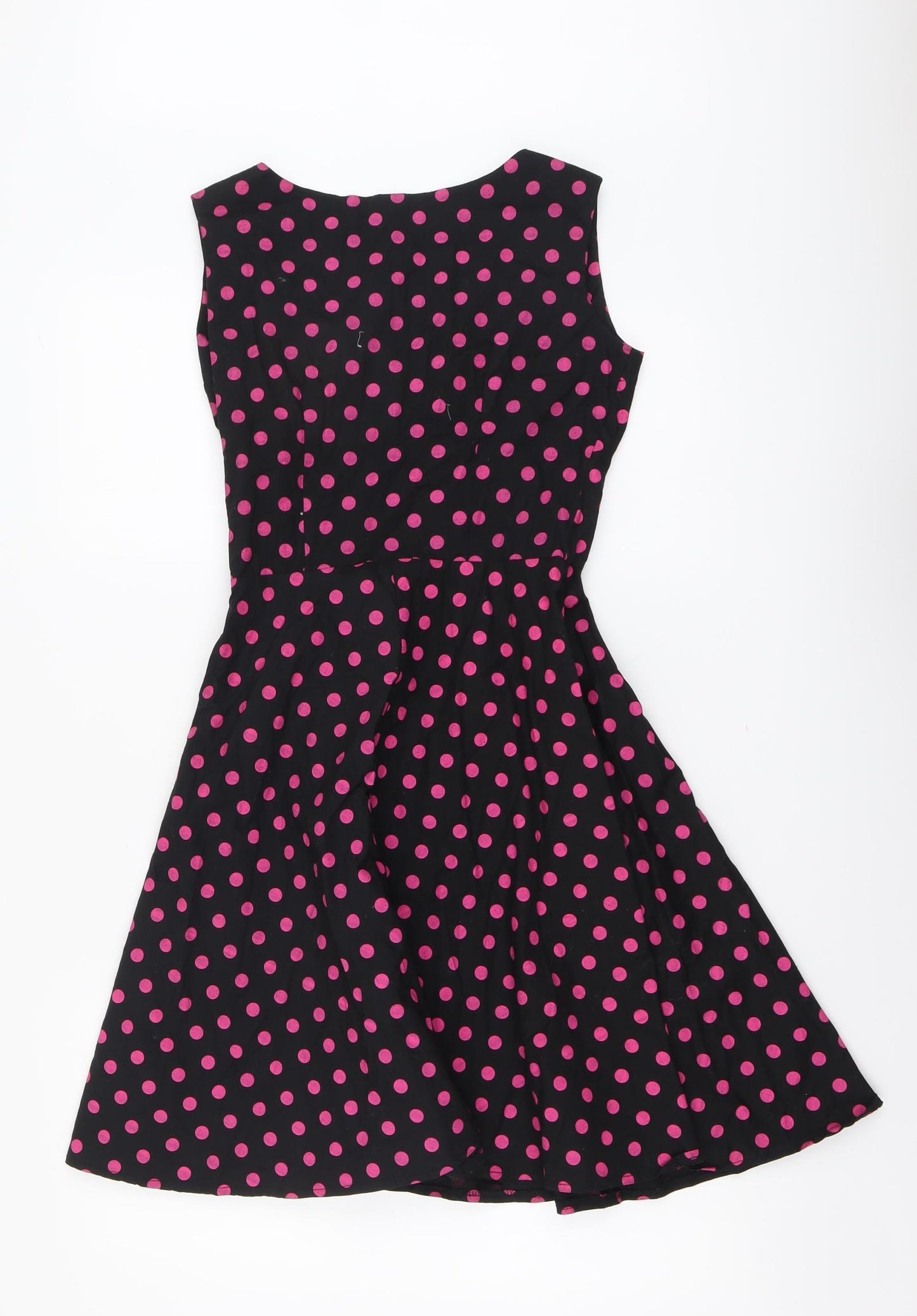 Sugarbebe Womens Black Polka Dot Cotton Fit & Flare Size 10 Cowl Neck Pullover