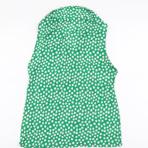 New Look Womens Green Geometric Polyester Basic Button-Up Size 12 Collared