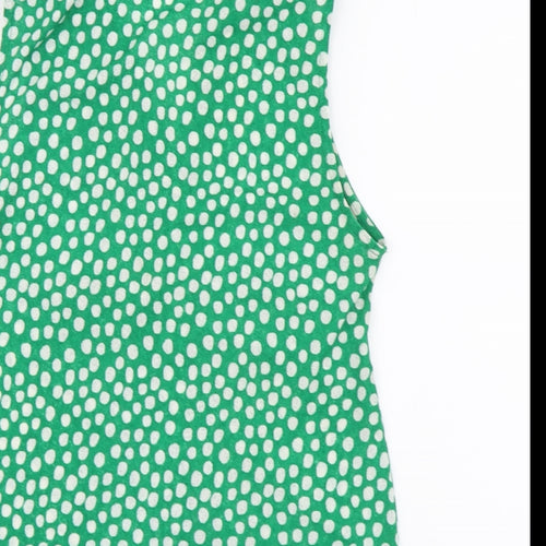 New Look Womens Green Geometric Polyester Basic Button-Up Size 12 Collared