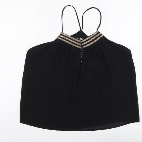 Daisy Street Womens Black Polyester Basic Blouse Size L V-Neck