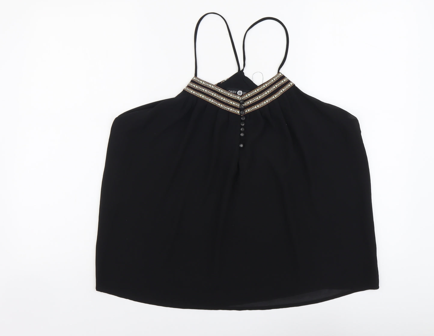 Daisy Street Womens Black Polyester Basic Blouse Size L V-Neck