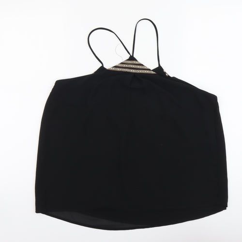 Daisy Street Womens Black Polyester Basic Blouse Size L V-Neck