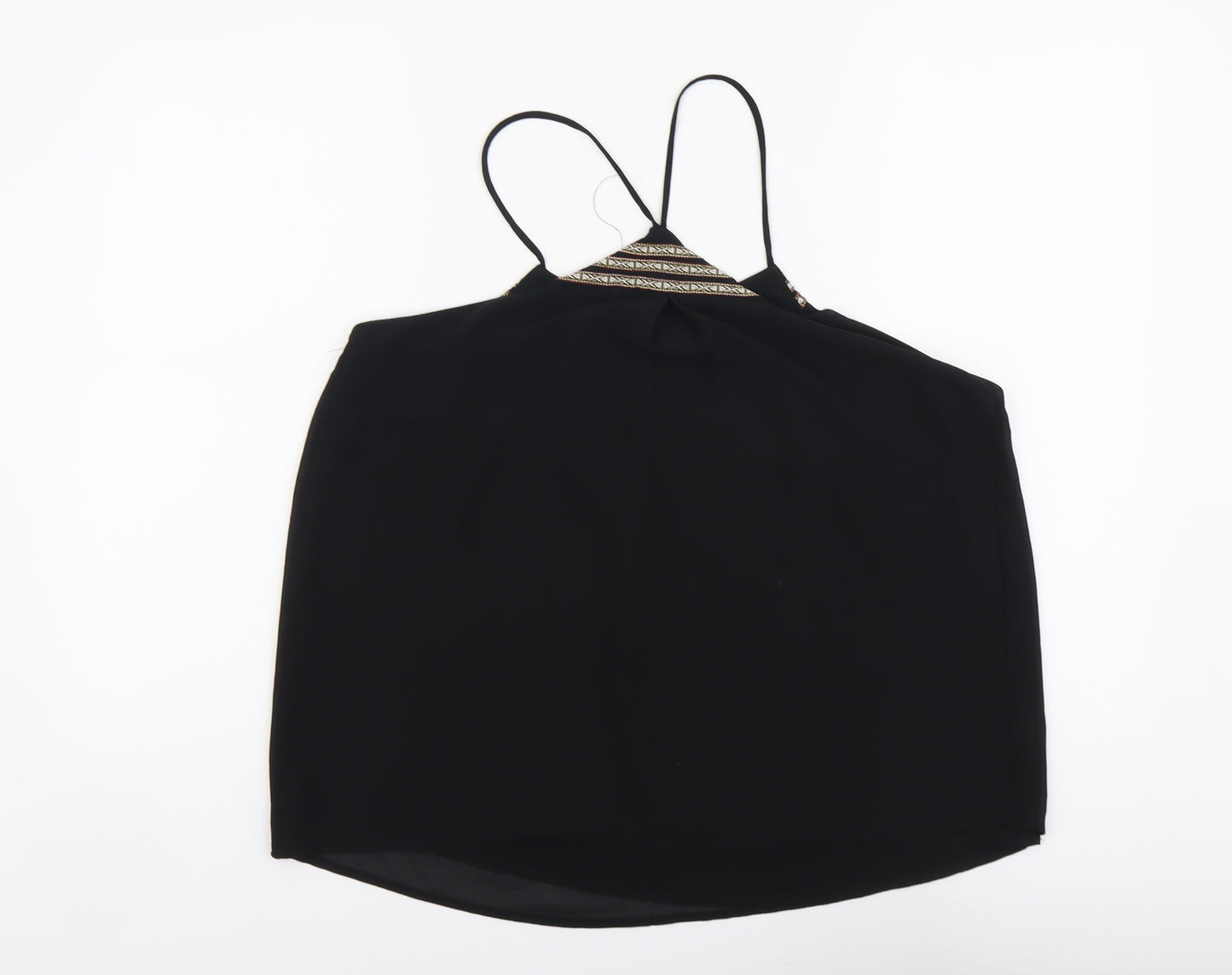 Daisy Street Womens Black Polyester Basic Blouse Size L V-Neck