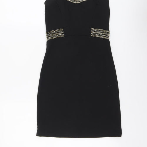 TFNC London Womens Black Viscose Bodycon Size XS Sweetheart Zip