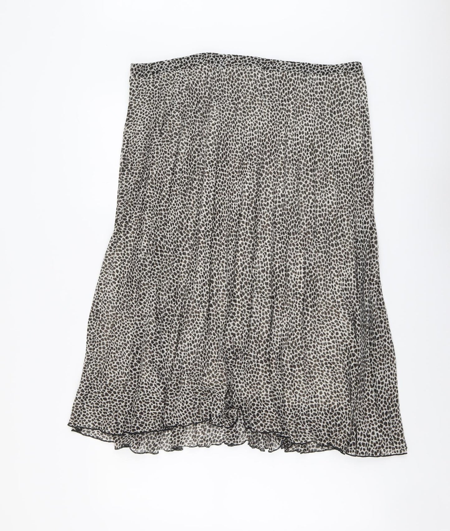Primark Womens Beige Animal Print Polyester Pleated Skirt Size 20 - Leopard Pattern