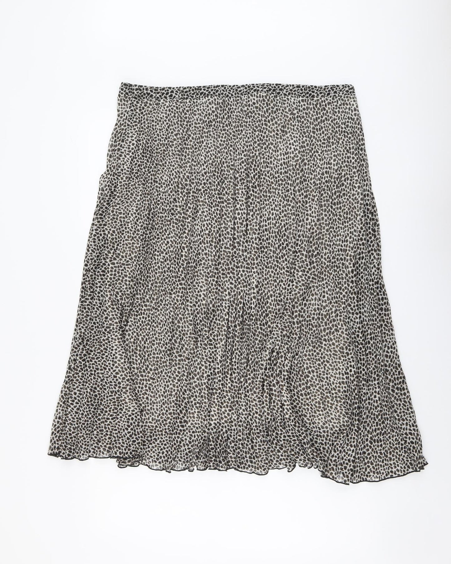 Primark Womens Beige Animal Print Polyester Pleated Skirt Size 20 - Leopard Pattern