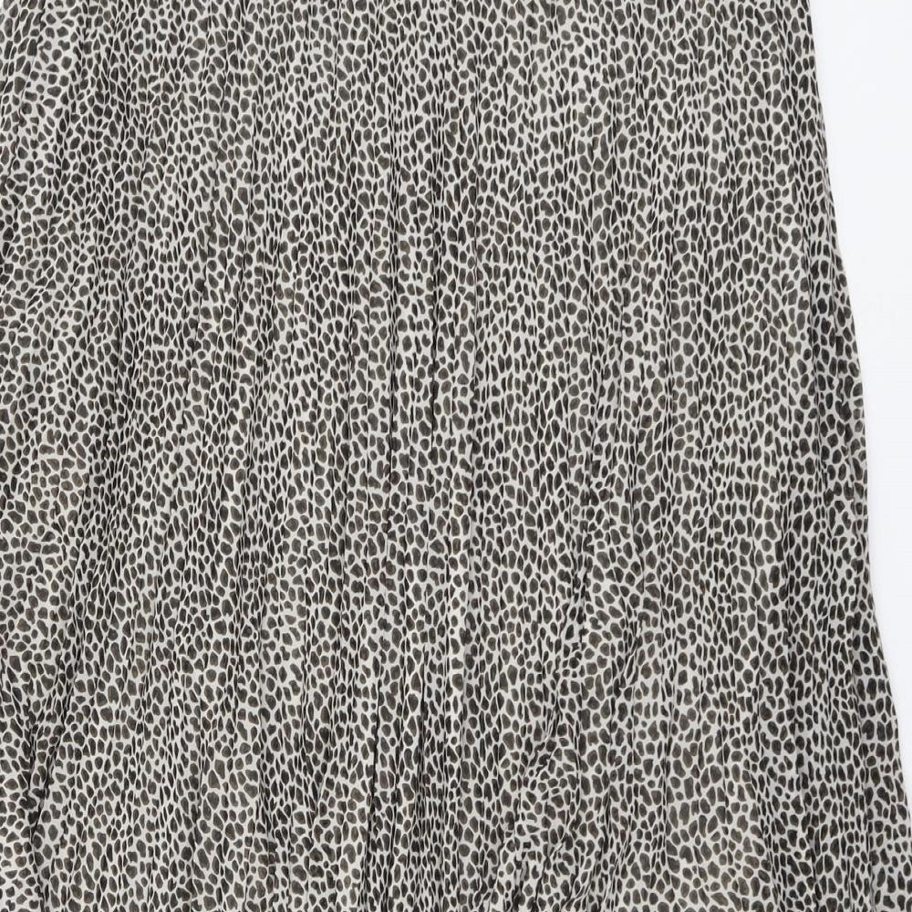 Primark Womens Beige Animal Print Polyester Pleated Skirt Size 20 - Leopard Pattern