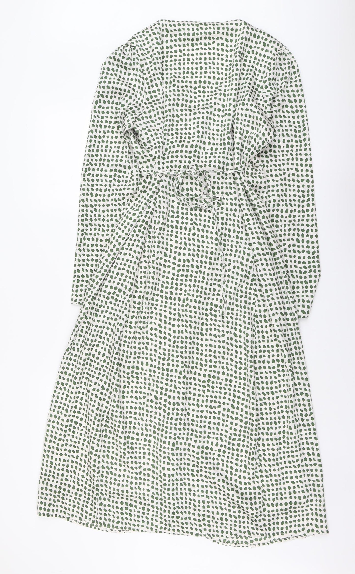 Glamorous Womens Green Geometric Polyester Wrap Dress Size 12 V-Neck Tie
