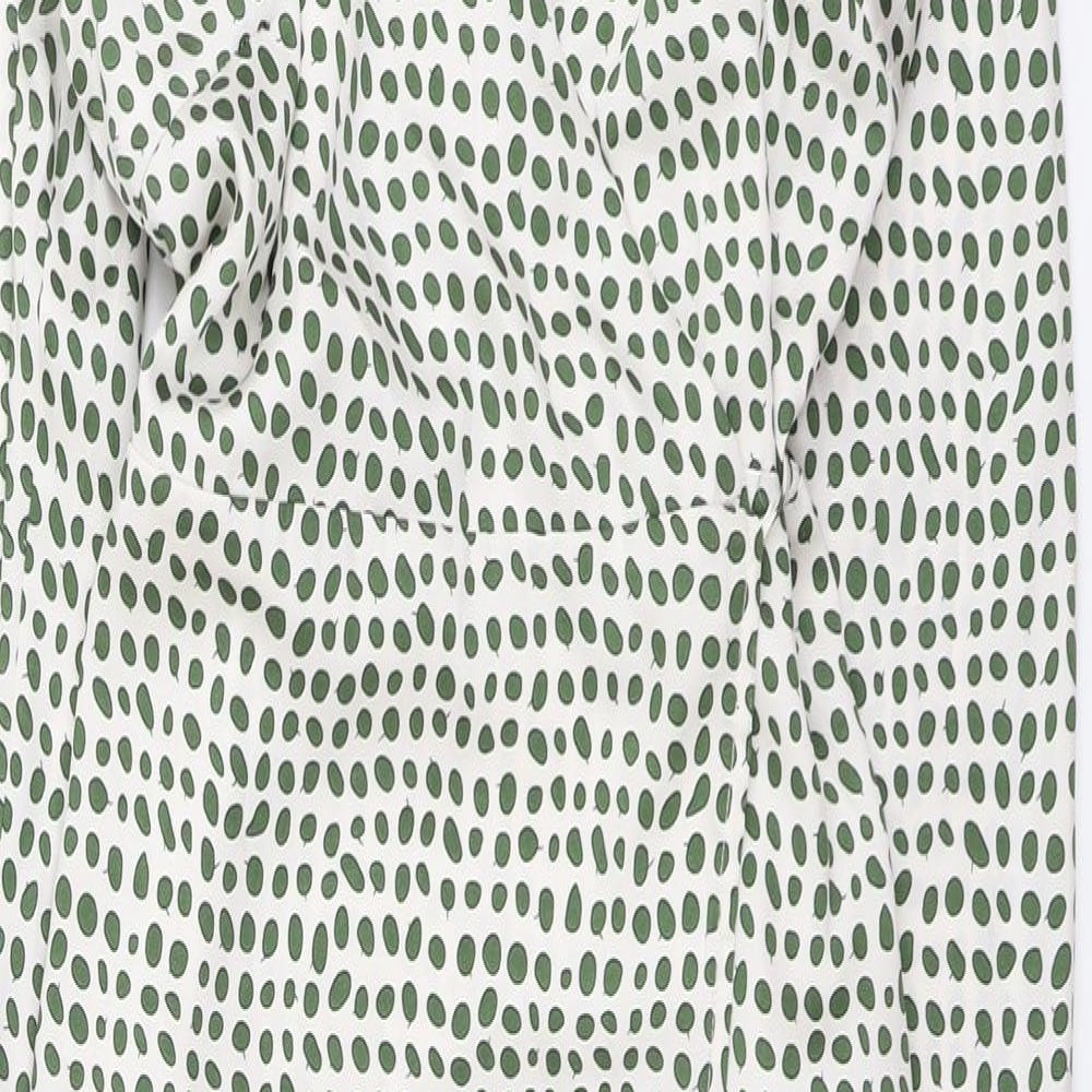 Glamorous Womens Green Geometric Polyester Wrap Dress Size 12 V-Neck Tie