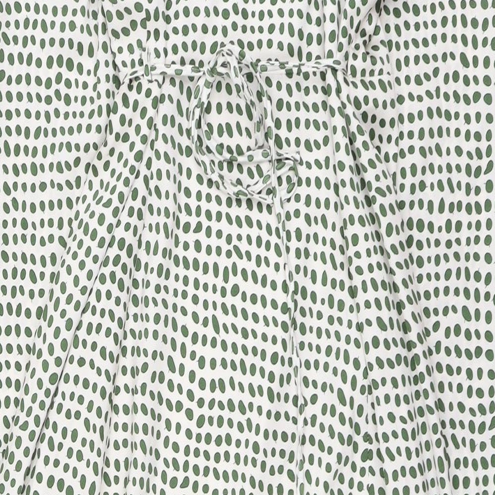 Glamorous Womens Green Geometric Polyester Wrap Dress Size 12 V-Neck Tie
