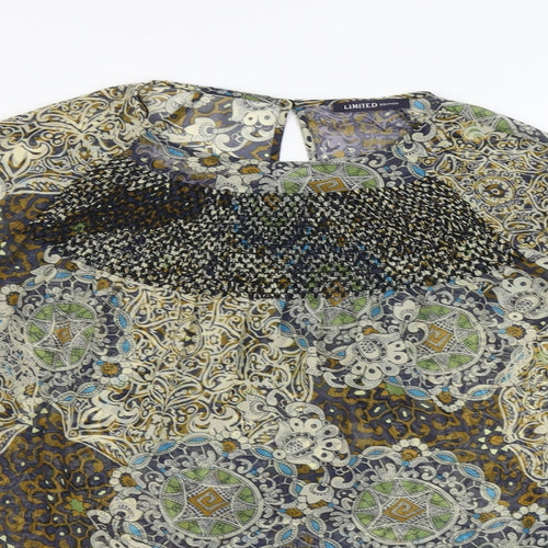 Marks and Spencer Womens Brown Polyester Basic Blouse Size 8 Round Neck