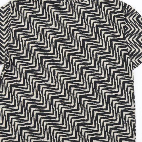 Marks and Spencer Womens Black Geometric Polyester Basic T-Shirt Size 8 Round Neck