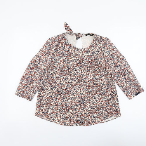 Zara Womens Multicoloured Geometric Polyester Basic Blouse Size XS Round Neck