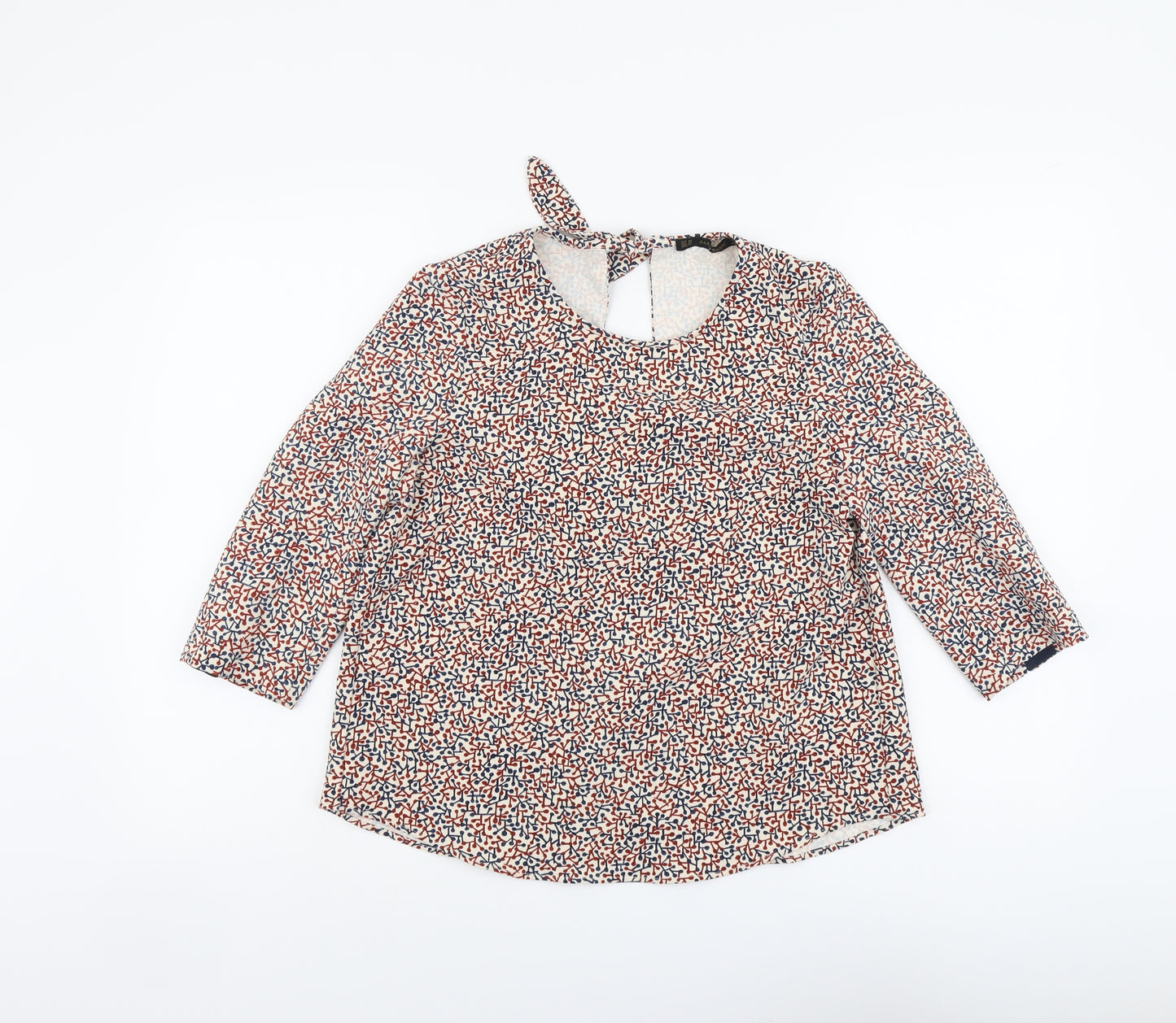 Zara Womens Multicoloured Geometric Polyester Basic Blouse Size XS Round Neck