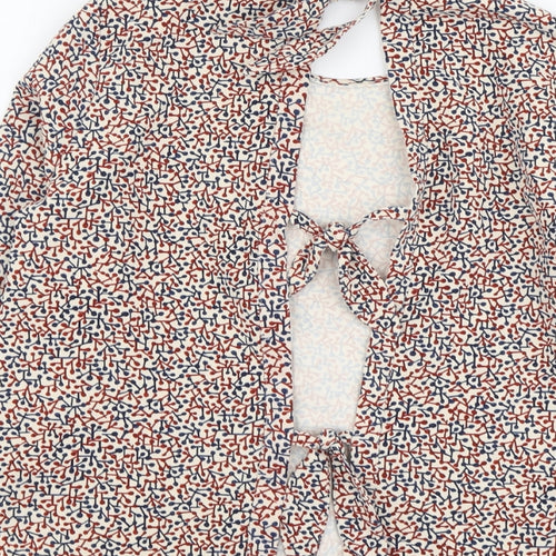 Zara Womens Multicoloured Geometric Polyester Basic Blouse Size XS Round Neck