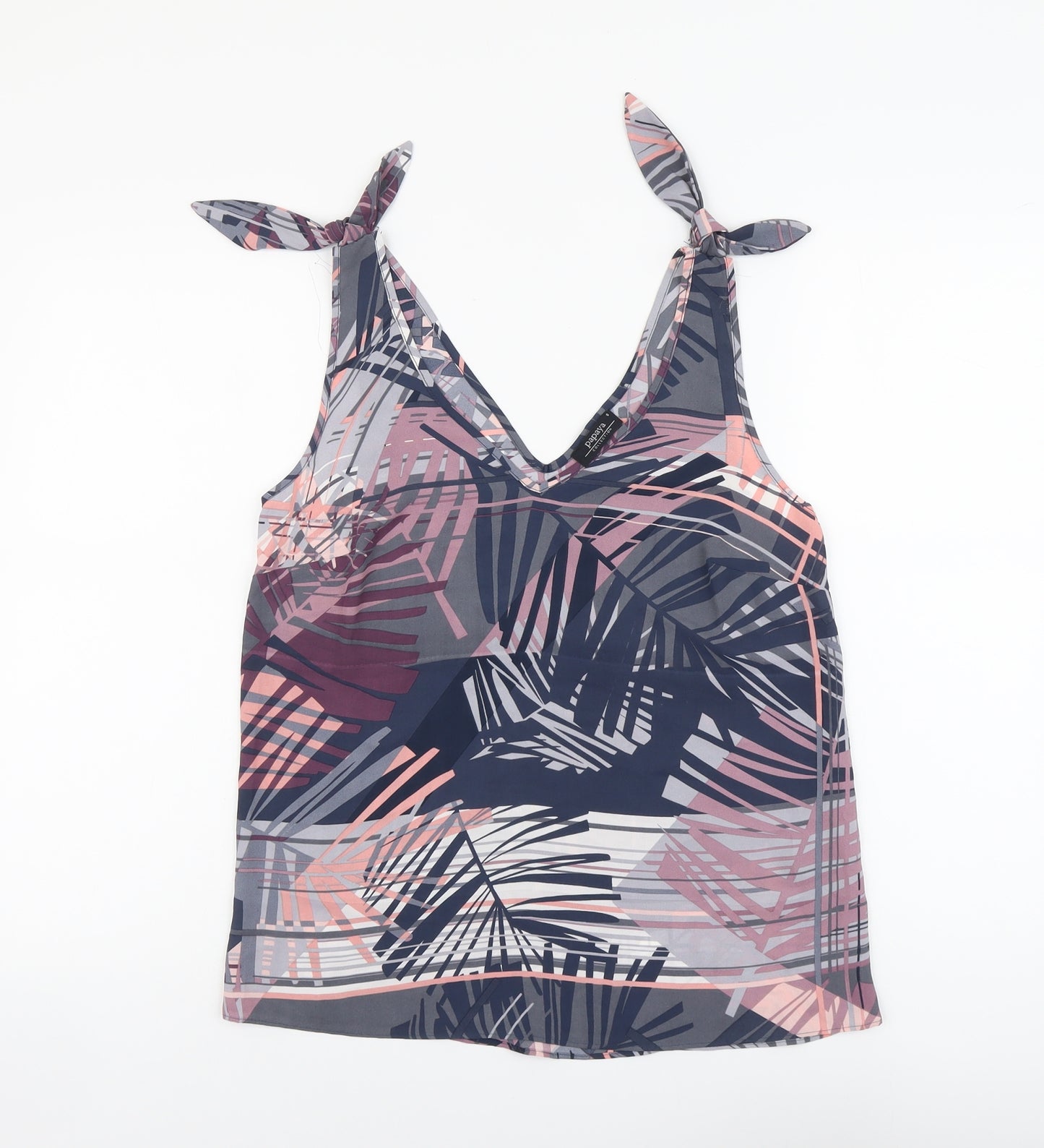 Papaya Womens Multicoloured Geometric Polyester Basic Tank Size 8 V-Neck