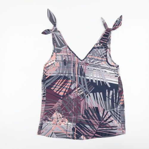 Papaya Womens Multicoloured Geometric Polyester Basic Tank Size 8 V-Neck