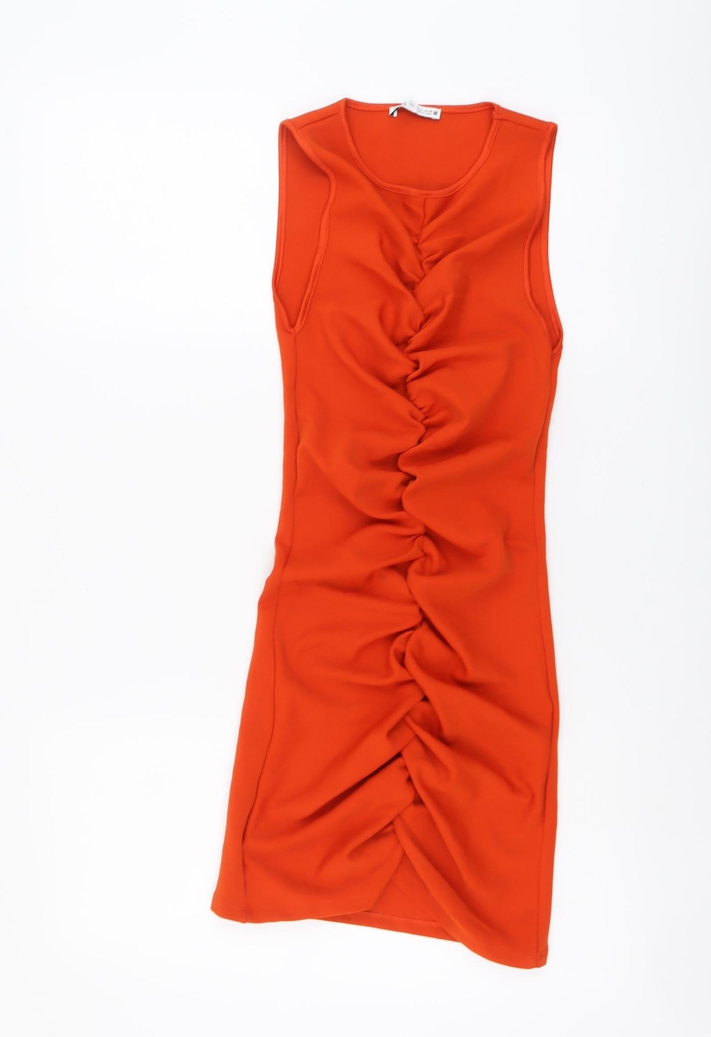 Zara Womens Orange Polyester Mini Size S Round Neck Pullover