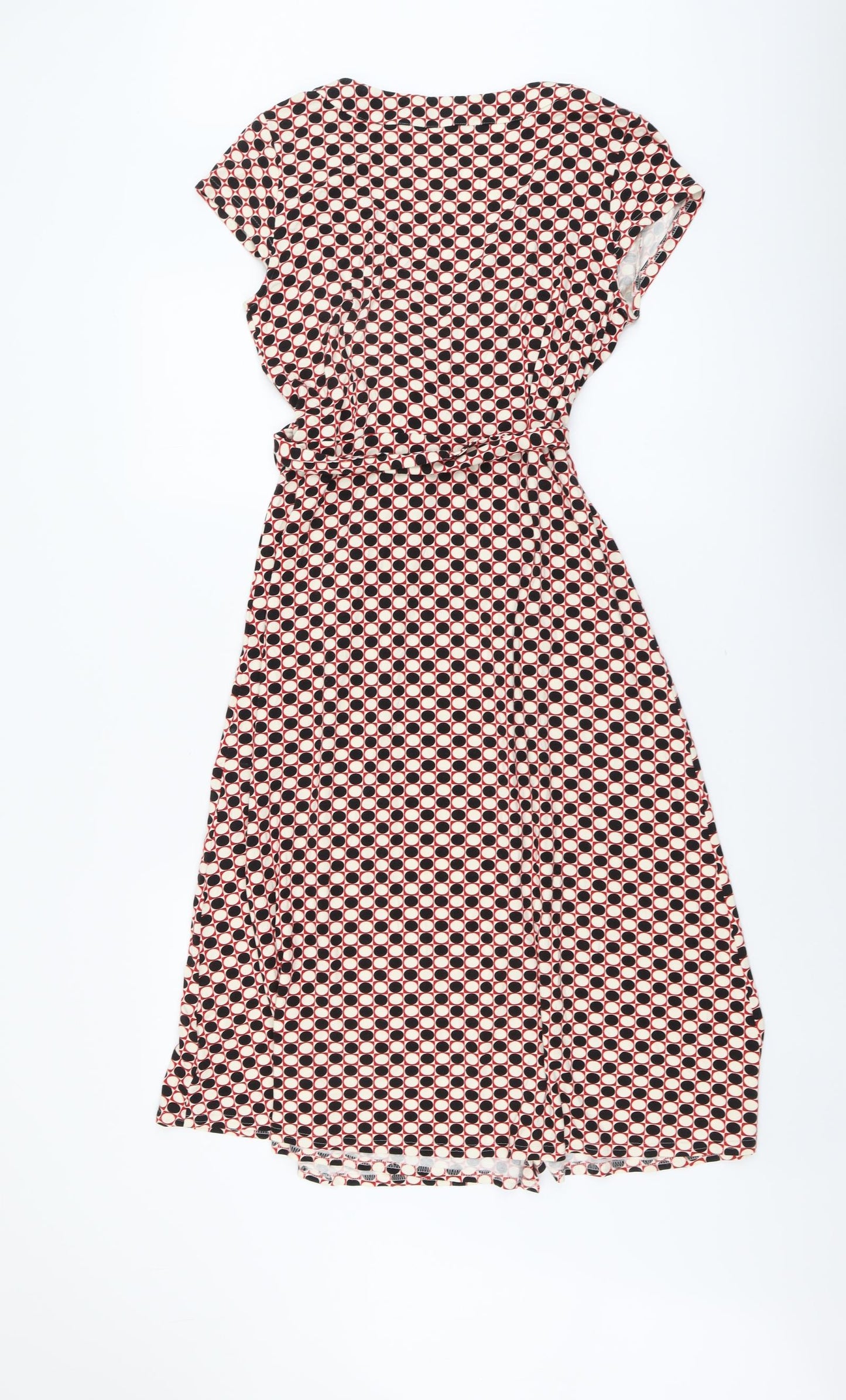 Marks and Spencer Womens Multicoloured Geometric Viscose A-Line Size 14 V-Neck Pullover