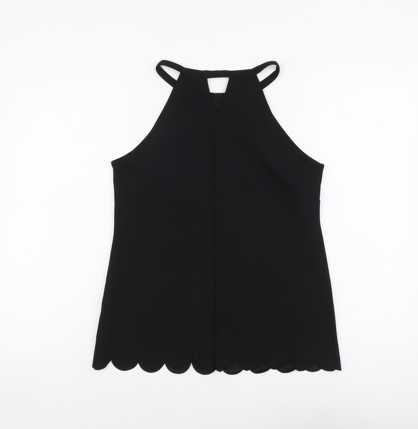 Papaya Womens Black Polyester Basic Tank Size 12 Round Neck - Scallop Hem