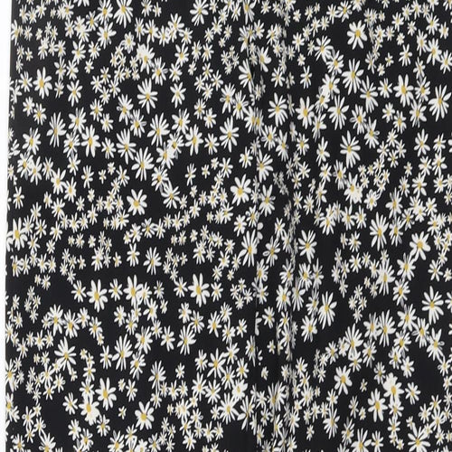 Only Womens Black Floral Polyester Trousers Size 8 L29 in Regular Zip