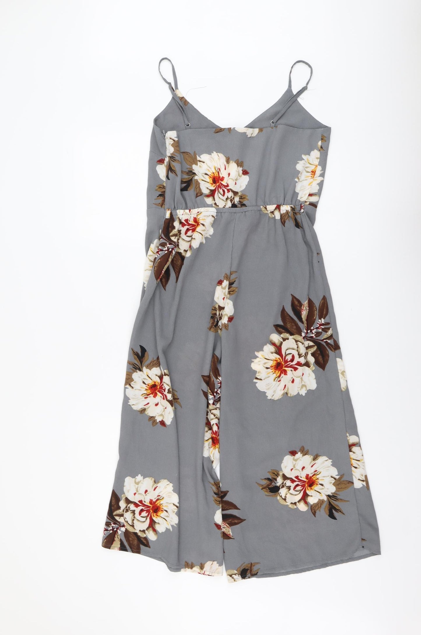 Cameo Rose Womens Grey Floral Polyester Jumpsuit One-Piece Size 10 Zip