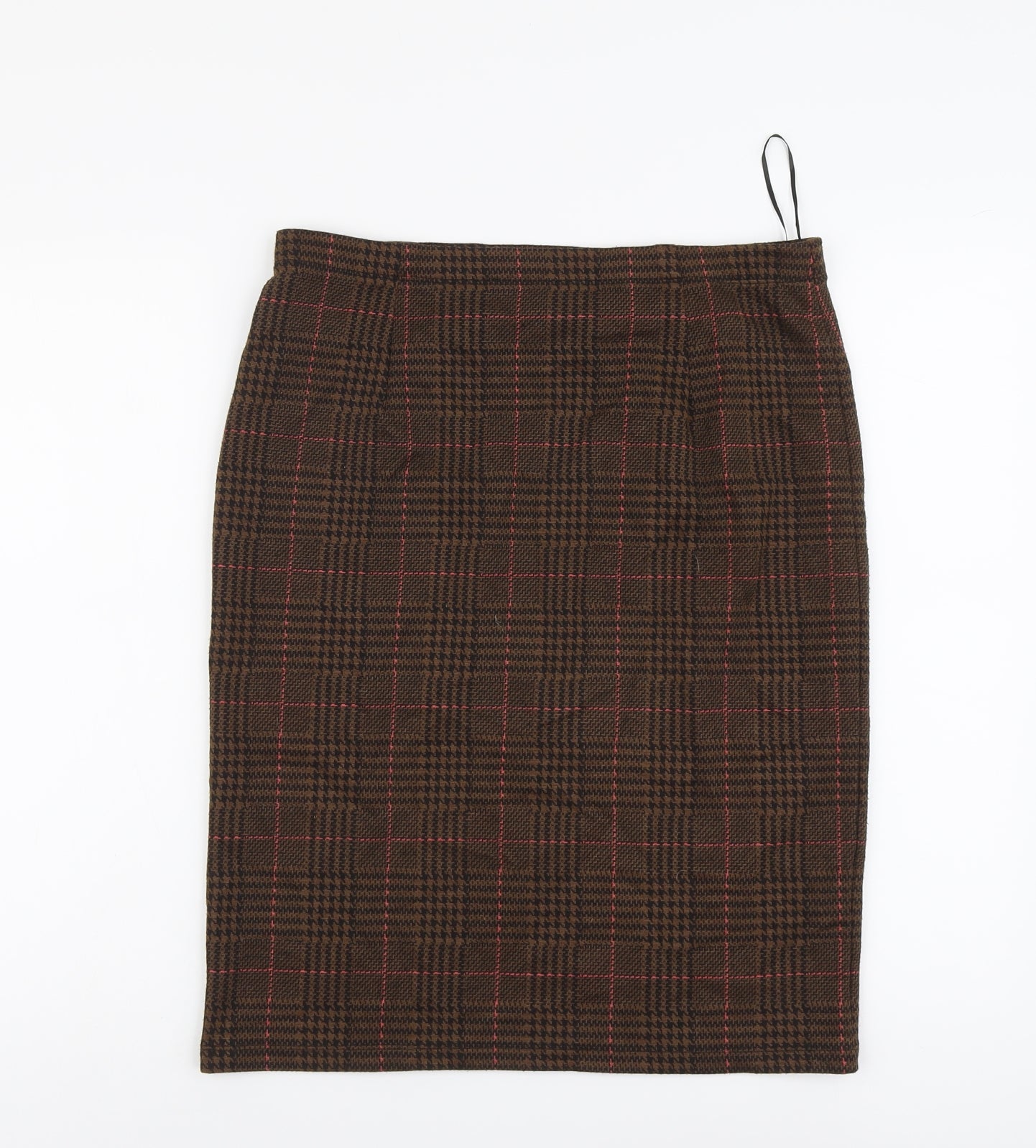 TU Womens Brown Plaid Polyester Straight & Pencil Skirt Size 14