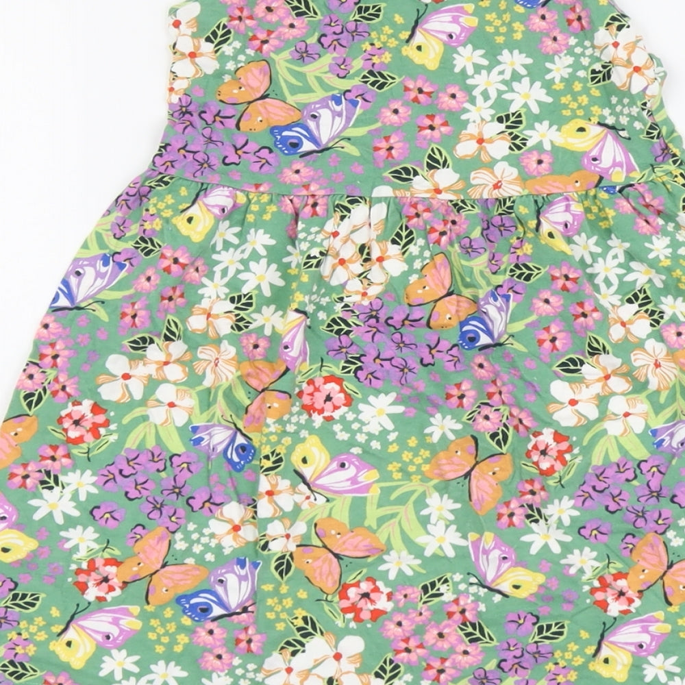 H&M Girls Multicoloured Geometric Cotton Tank Dress Size 6-7 Years Boat Neck Pullover - Butterfly Print