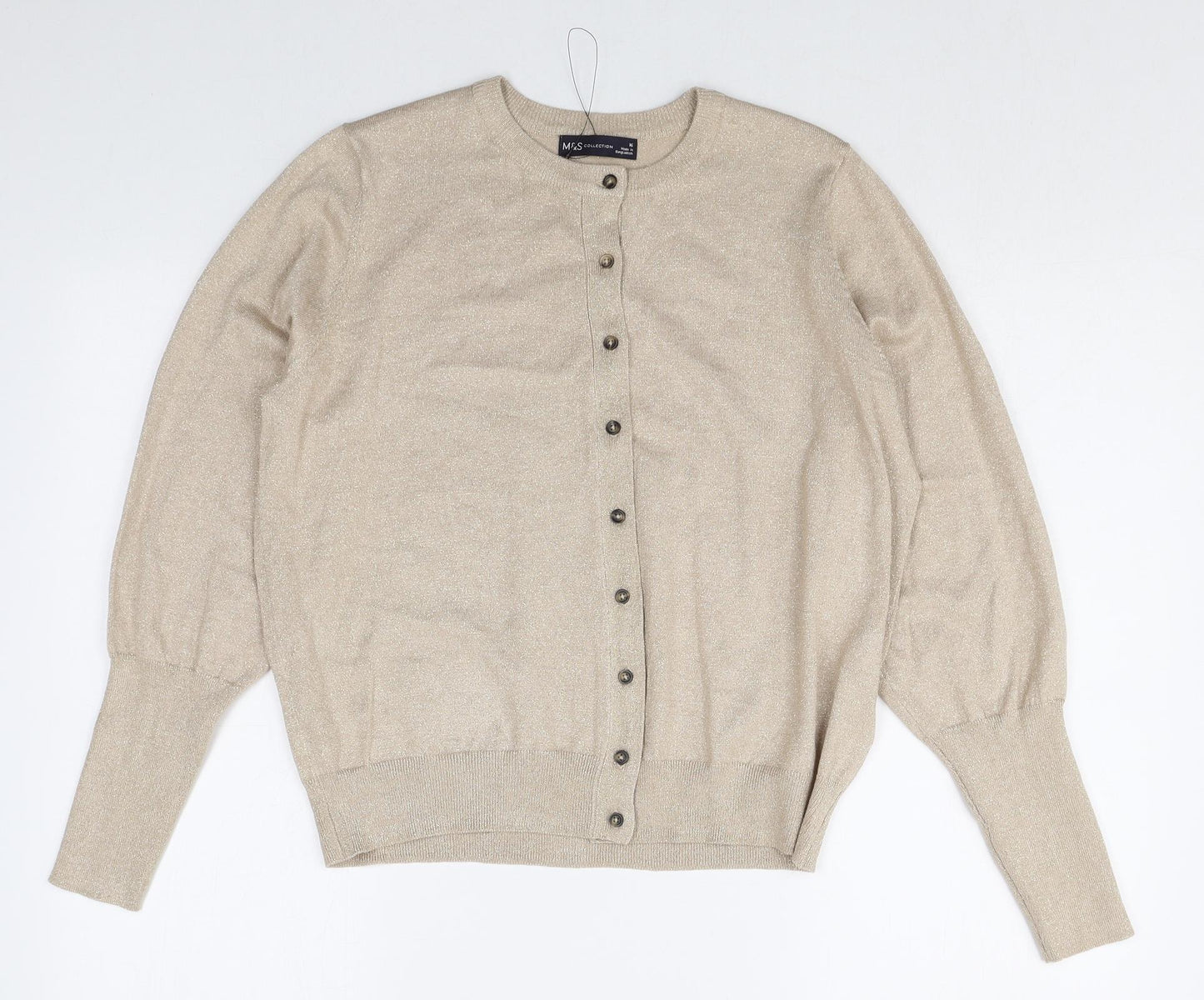 Marks and Spencer Womens Beige Round Neck Viscose Cardigan Jumper Size 16
