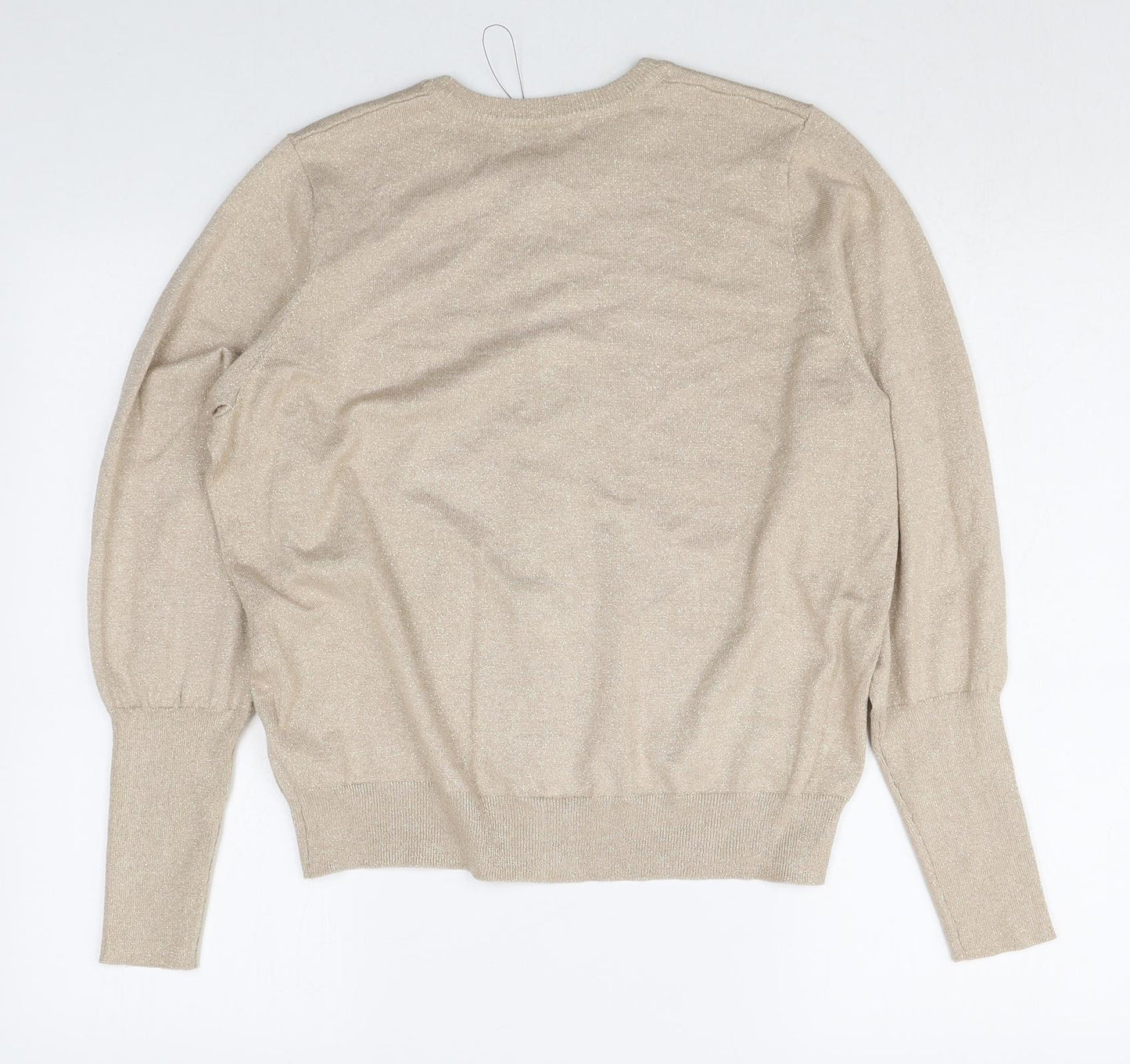 Marks and Spencer Womens Beige Round Neck Viscose Cardigan Jumper Size 16