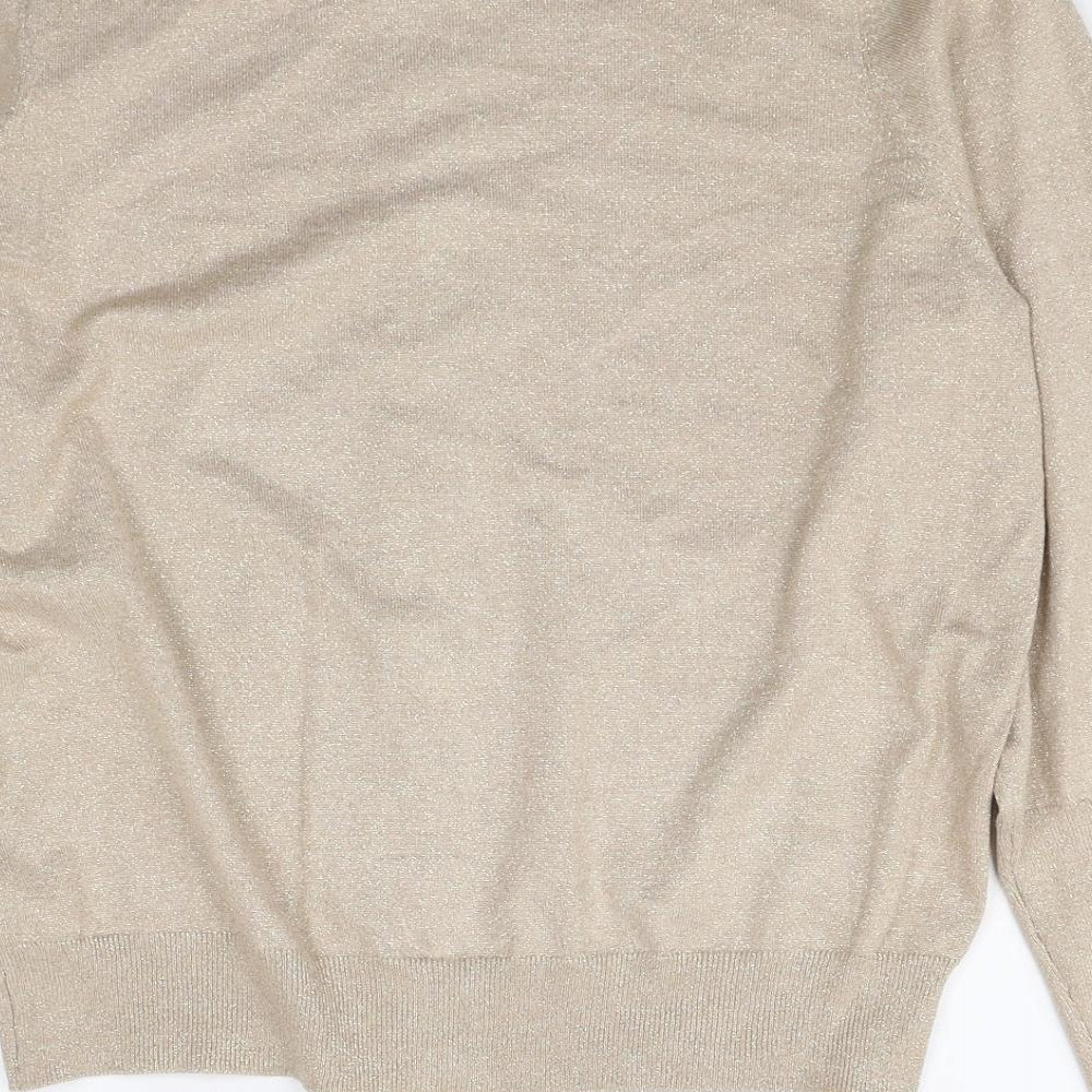 Marks and Spencer Womens Beige Round Neck Viscose Cardigan Jumper Size 16