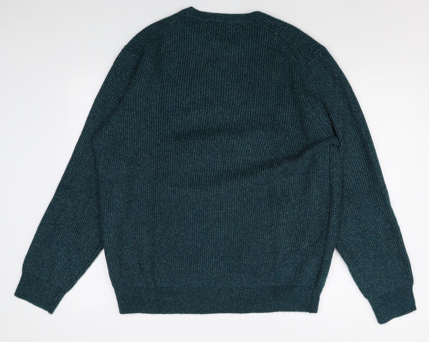 Marks and Spencer Mens Green Round Neck Polyamide Pullover Jumper Size XL Long Sleeve