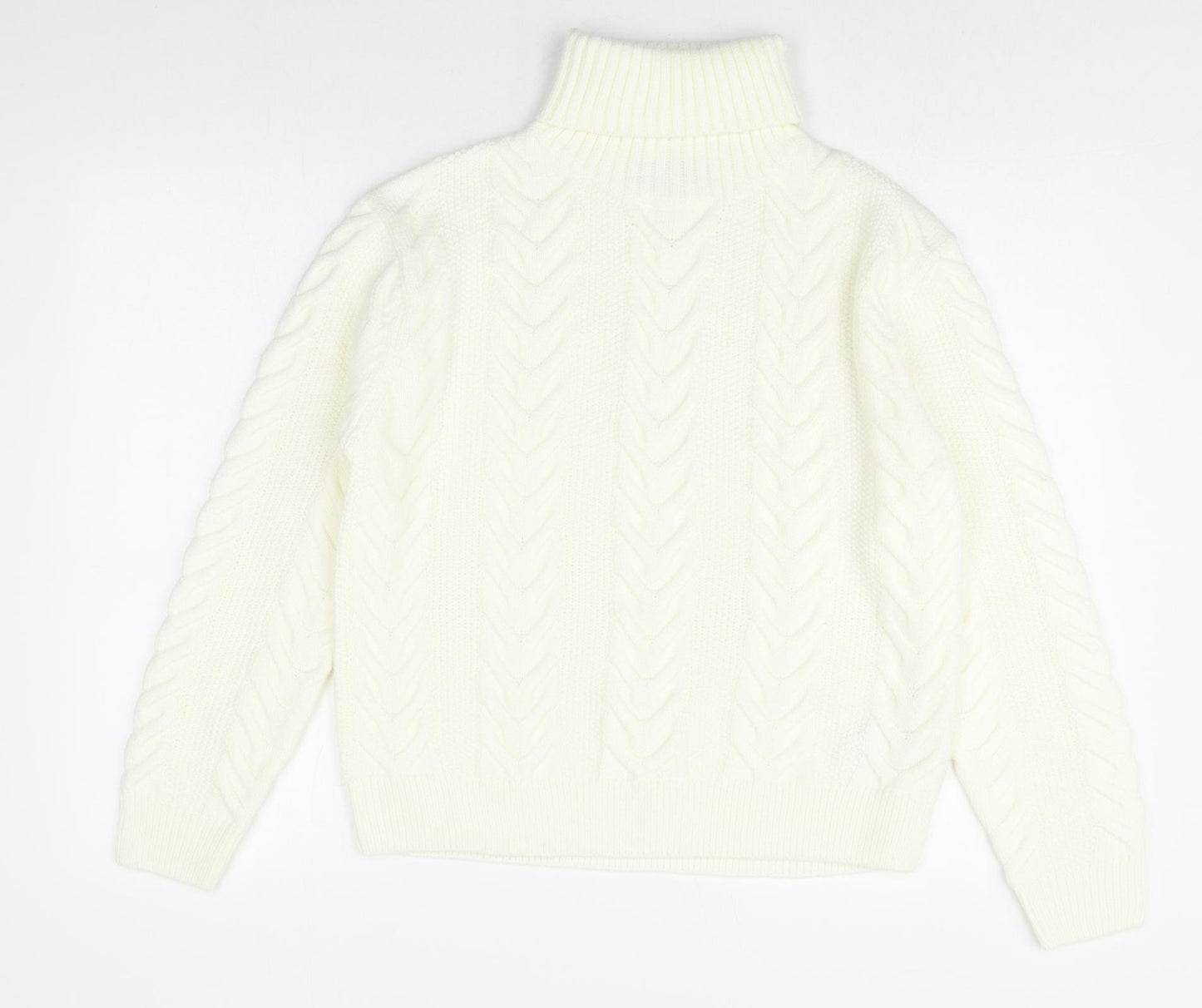 Marks and Spencer Womens White Roll Neck Acrylic Pullover Jumper Size S