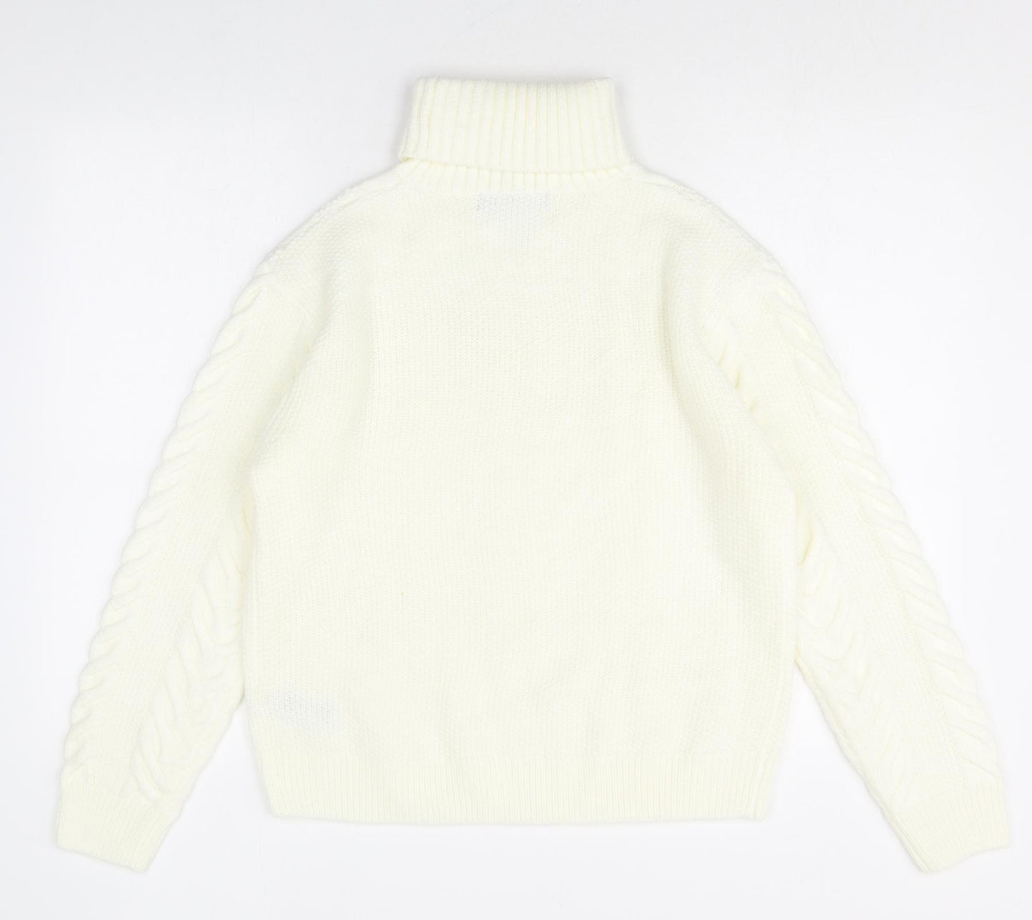 Marks and Spencer Womens White Roll Neck Acrylic Pullover Jumper Size S