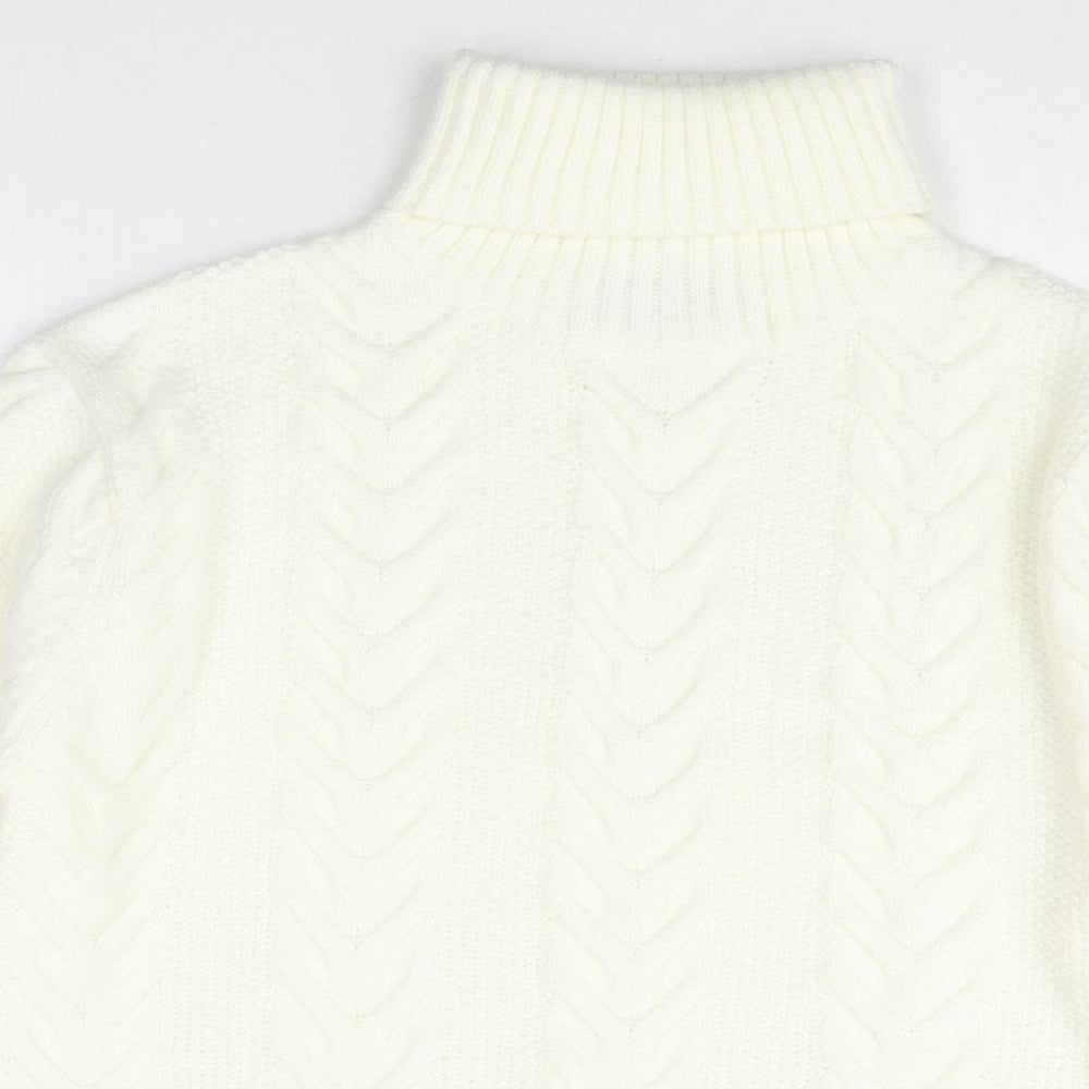 Marks and Spencer Womens White Roll Neck Acrylic Pullover Jumper Size S