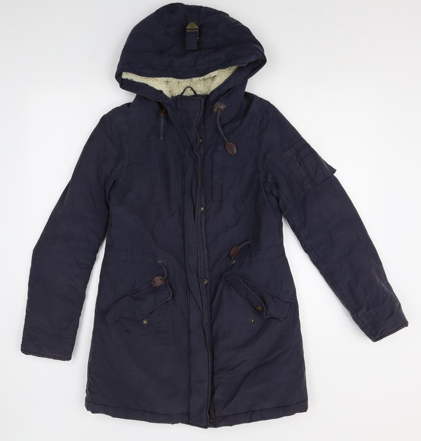 New Look Womens Blue Parka Coat Size 8 Zip