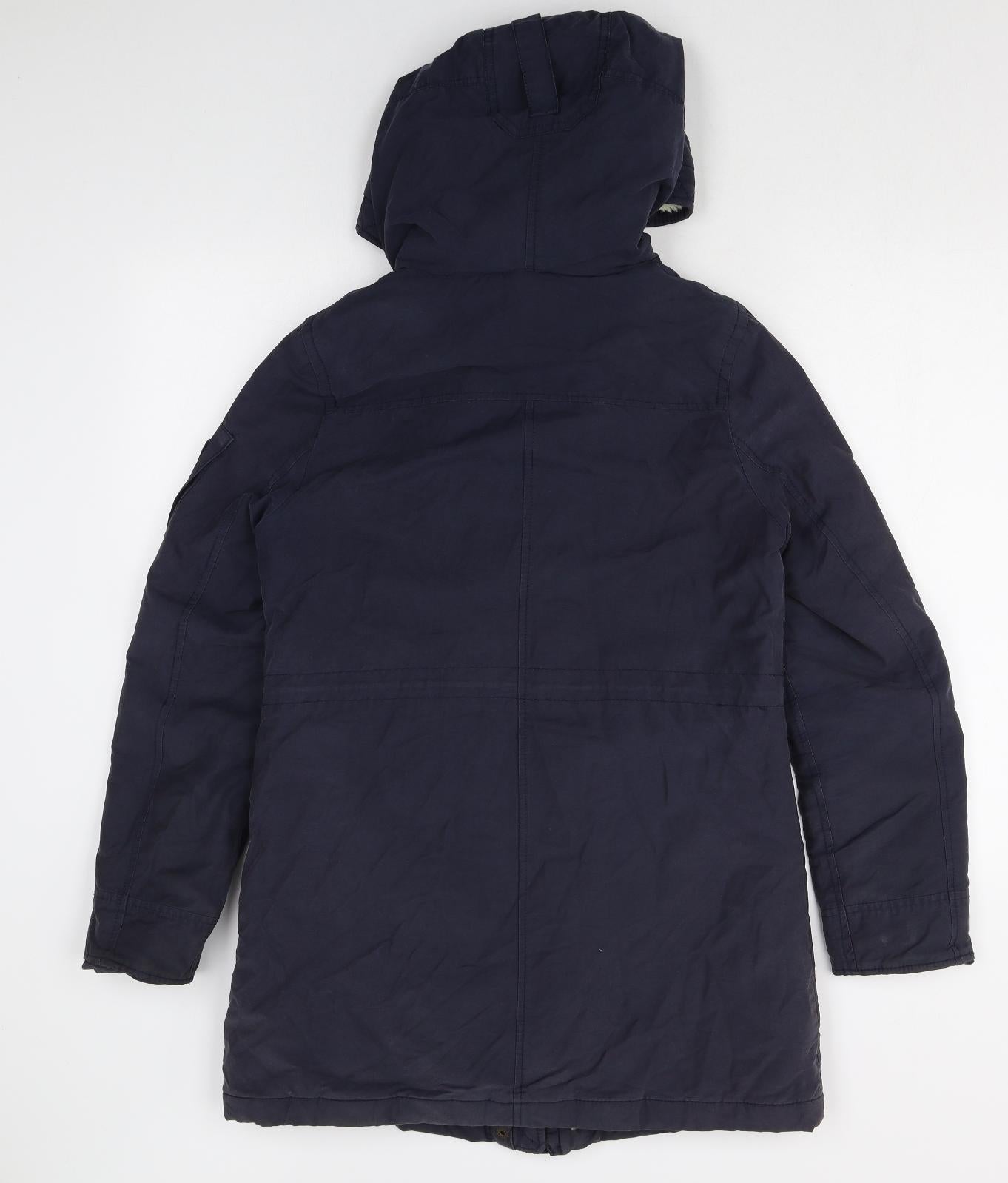 New Look Womens Blue Parka Coat Size 8 Zip