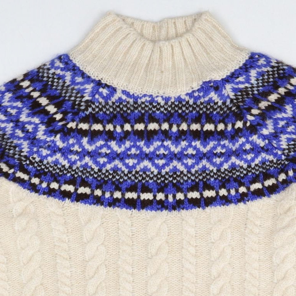 Marks and Spencer Womens Multicoloured Mock Neck Fair Isle Viscose Pullover Jumper Size S