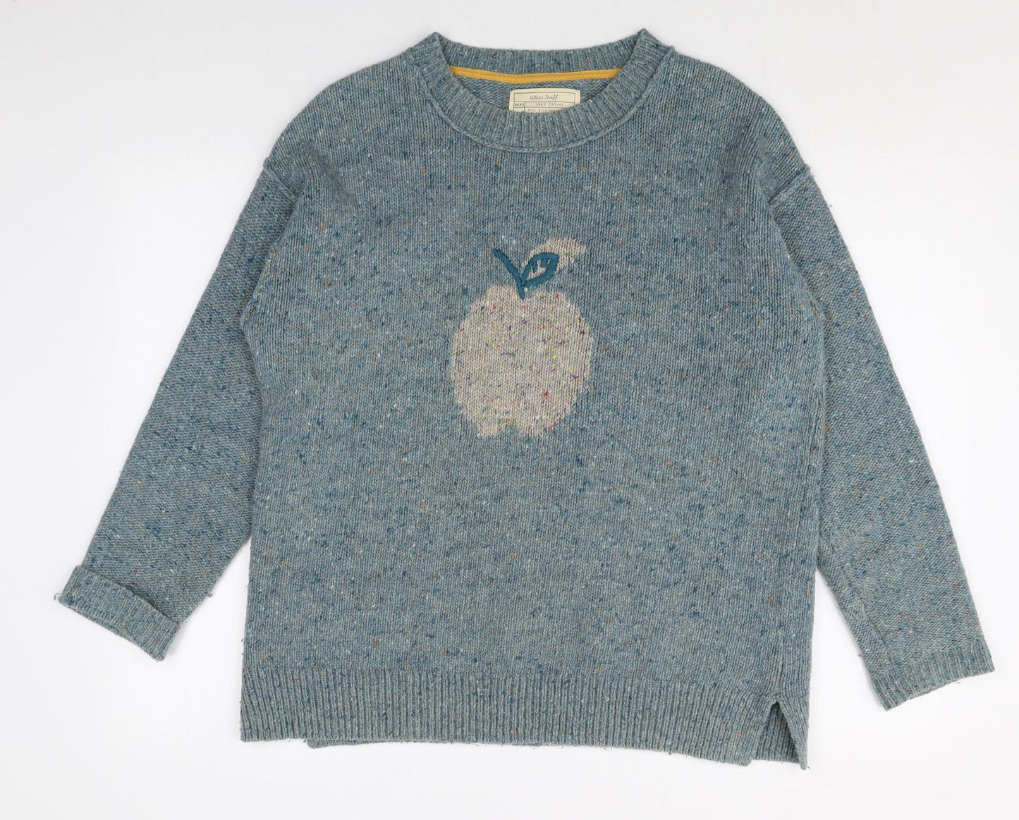 White Stuff Womens Blue Round Neck Wool Pullover Jumper Size 14