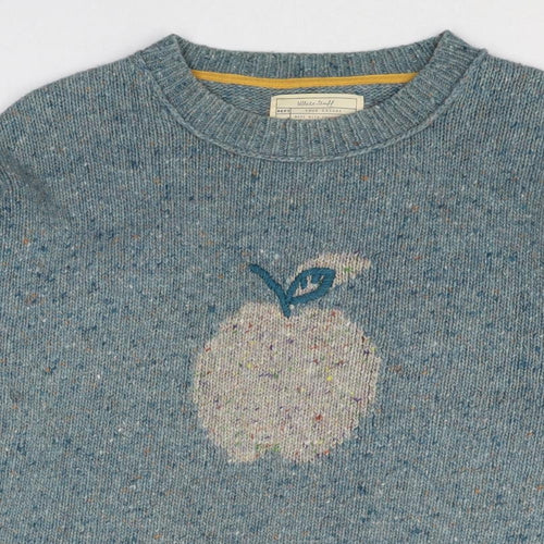 White Stuff Womens Blue Round Neck Wool Pullover Jumper Size 14