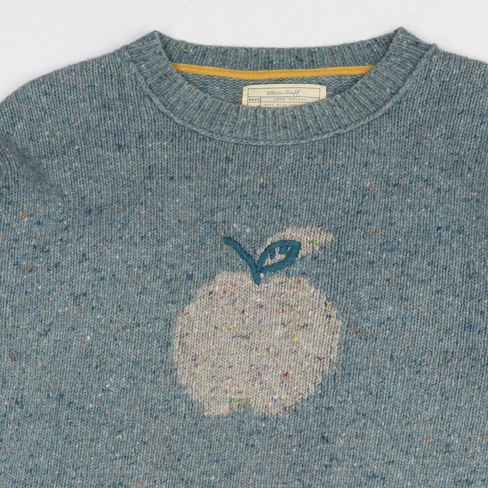 White Stuff Womens Blue Round Neck Wool Pullover Jumper Size 14