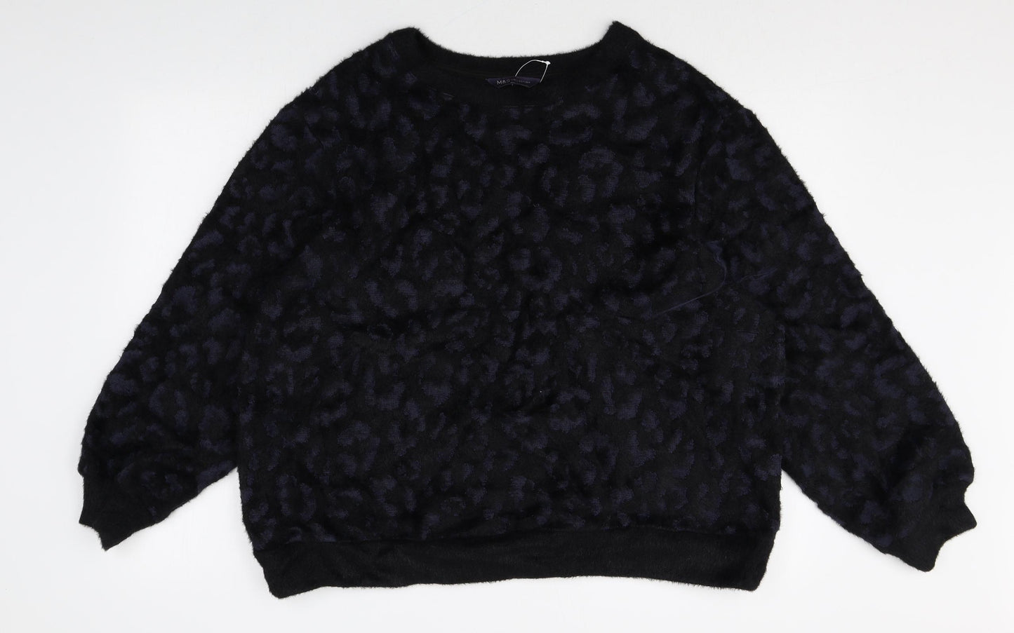 Marks and Spencer Womens Blue Animal Print Polyamide Pullover Sweatshirt Size L Pullover - Leopard Print